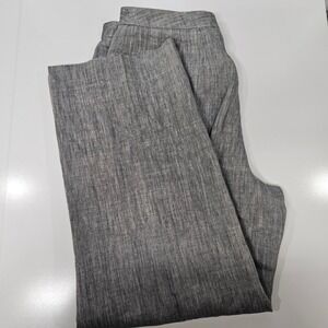 Talbots Hi-Rise Wide Leg Irish Linen Pants Women's 14 Heathered Blue Gray Lined